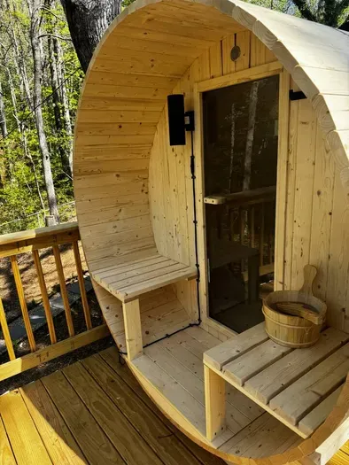 Our Waterfront home has everything you ever wanted, including your very own 4 Person Barrell Sauna Overlooking the beautiful Saluda River