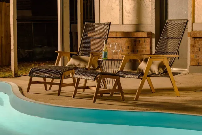 The ambient lighting and pool area make for relaxing lounging on long summer days in Colorado.