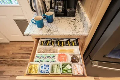 Fully loaded coffee and tea bar