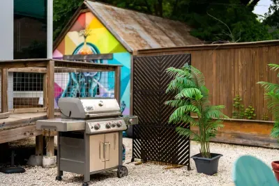 BBQ in the backyard (ramp goes up to the casita)