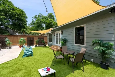 Our backyard is the perfect place for a cold beer on a hot day!