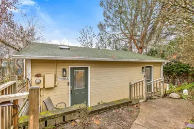 Steps down to your studio a few steps away from the parking area