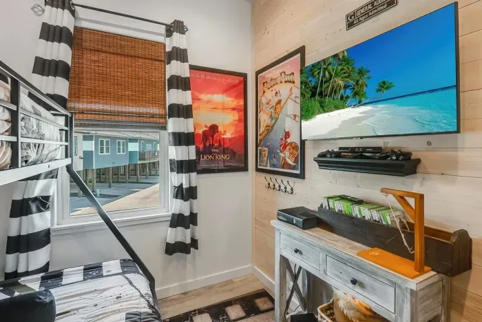 Xbox with multiple games in the bunk room