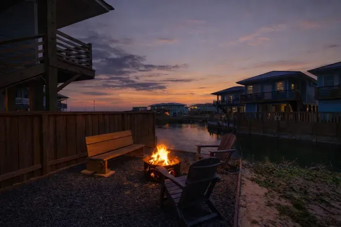 Private yard and patio overlooking one of the community's ponds
