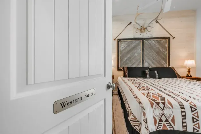 Spacious king bedroom with cozy décor