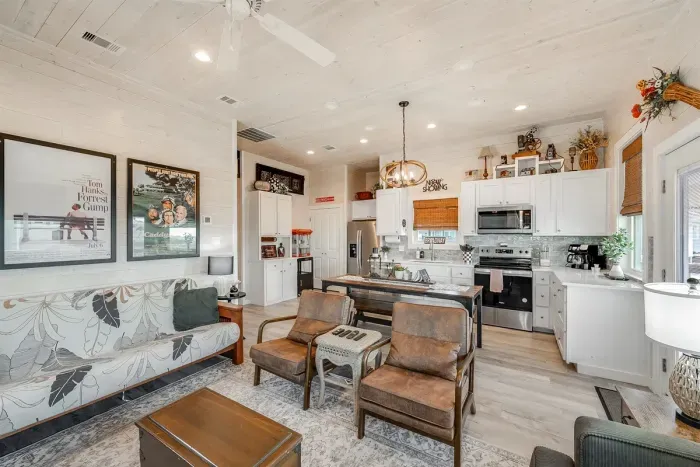 Open concept living and dining area