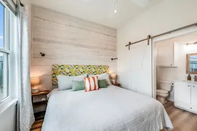 Bedroom with king bed and ensuite bathroom