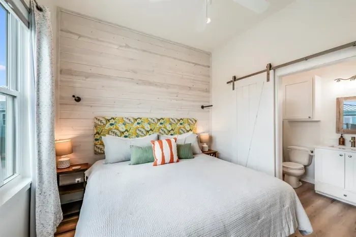 Bedroom with king bed and ensuite bathroom