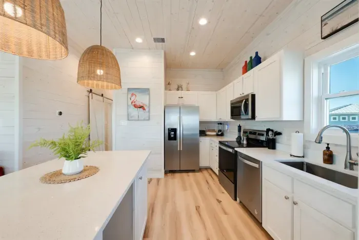 Fully stocked chef's kitchen with large island