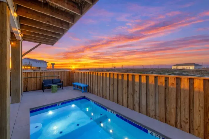 Private, cocktail pool with kid friendly shallow area overlooking canal