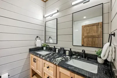 Two mirrors, one vibe, rustic elegance with a splash of modern flair.