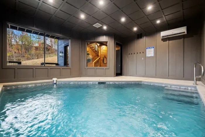 Large, indoor pool heated year round to a temp of 82-84 degrees