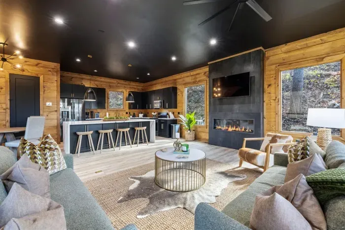 Open concept living, kitchen and dining area