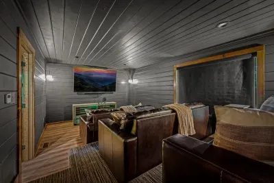 Theater Room with tiered seating