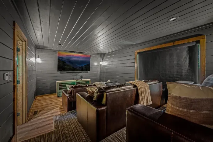 Theater Room with tiered seating