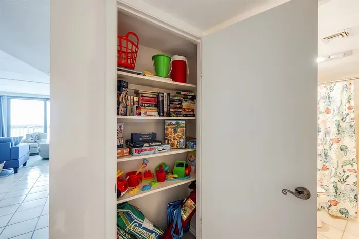Beach chairs, sand toys and games for all guests to use