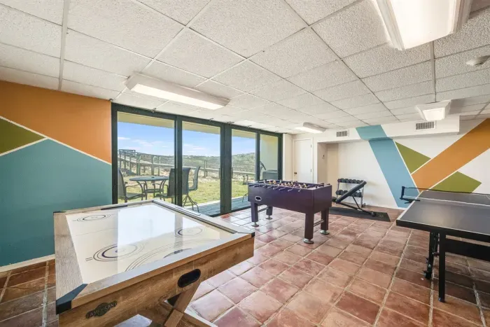 Game room with gym equipment