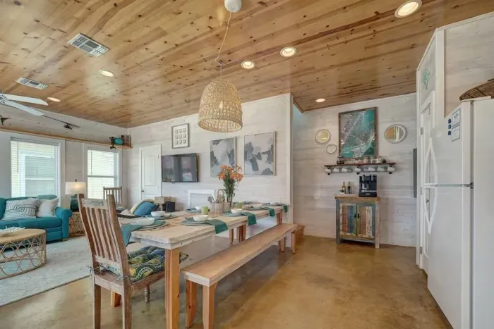 Large dining table with enough seating for 12