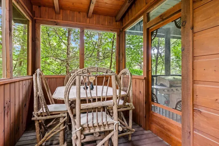 Dining area in covered porch