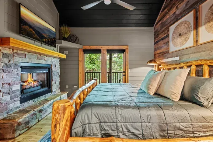 King Bedroom with gas fireplace