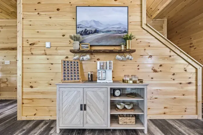 Keurig with K-cups, drip coffee machine, and plenty of creamers and sugar