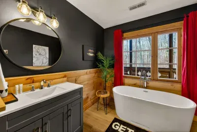 Ensuite full bathroom next to primary bedroom.