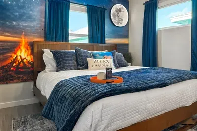 King Bedroom with fireside theme