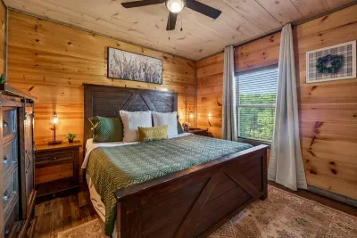 Bedroom on main floor with king bed