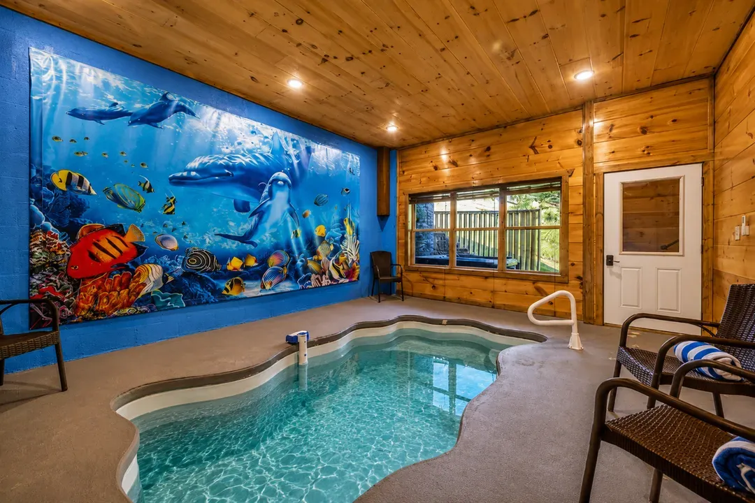 Indoor pool heated to a temp of 82-84 degrees. Approx 8'X12'