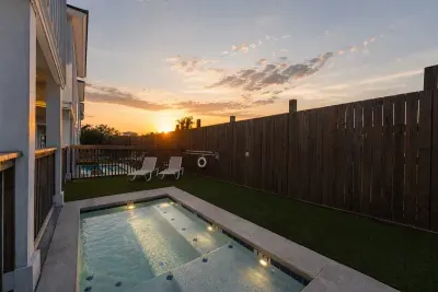 Private plunge pool with toddler friendly shallow area.