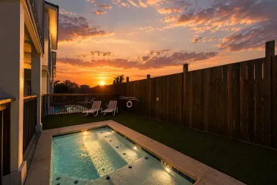 Private plunge pool with kid friendly shallow area