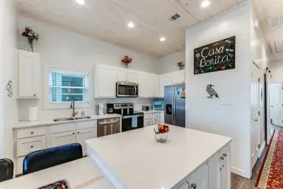 Bright, modern kitchen with coastal charm.