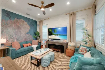Open concept living and dining area
