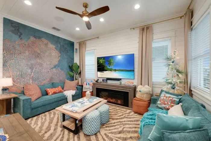 Open concept living and dining area