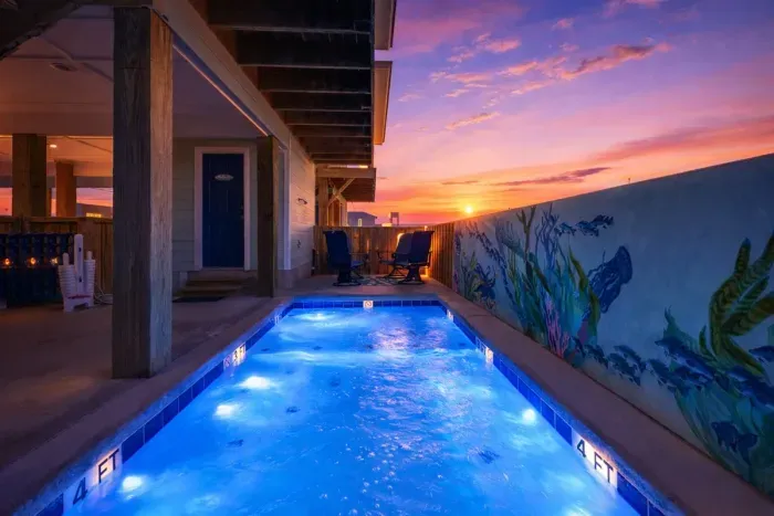 Private cocktail pool with kid friendly shallow area
