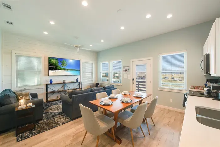 Open concept living and dining area