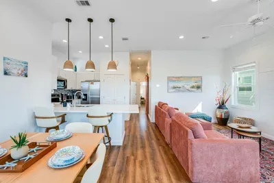 Open concept living, kitchen and dining area