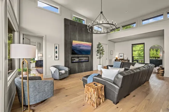 Spacious living area with large windows and views for miles