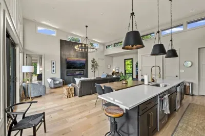 Open concept living and kitchen area