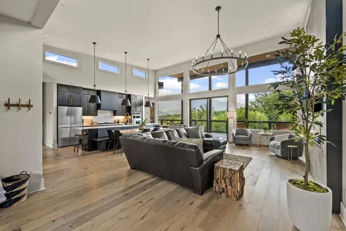 One of two spacious living areas with views