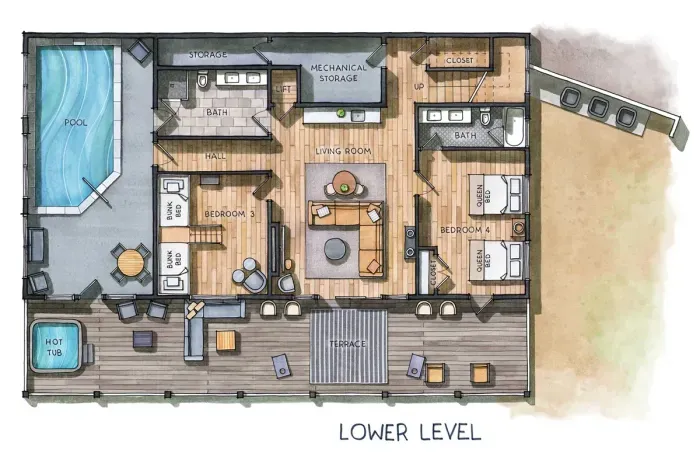 Layout of the lower level