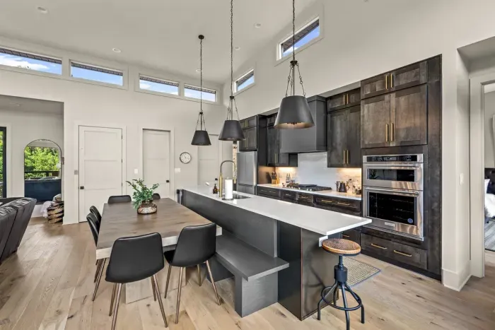 Open concept living and dining area