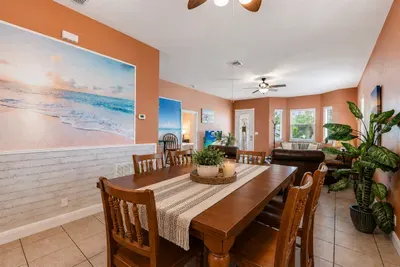 Open concept living and dining area