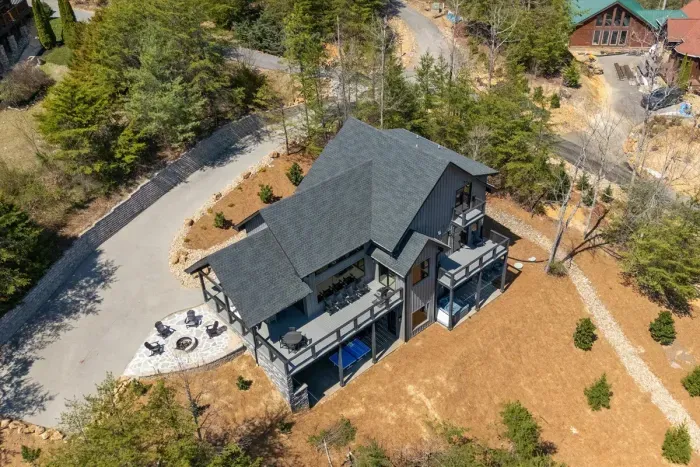 Aerial view of the cabin