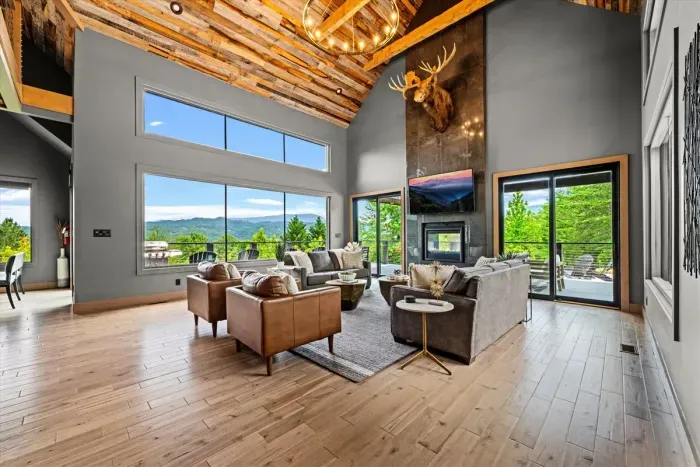 Expansive living room with views