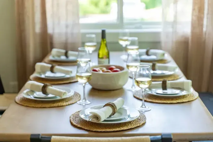 Cozy dining nook with seating for seven—perfect for family meals or game nights.