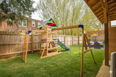 Playset with green grass