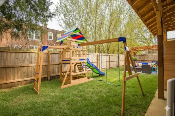 Playset with green grass