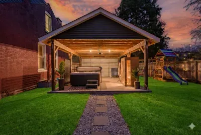 Twilight Carport with graan grass