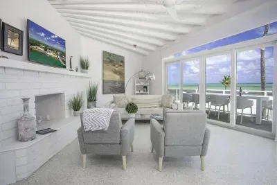 50" Smart TV can be seen from the pool